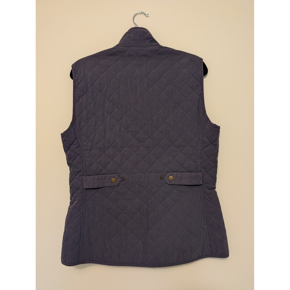 Duluth Trading Co Womens Quilted Utility Barn Vest Slate Blue Gray Mustard S - Picture 2 of 8